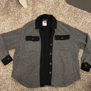 Gray and Black Button-Up Shacket
